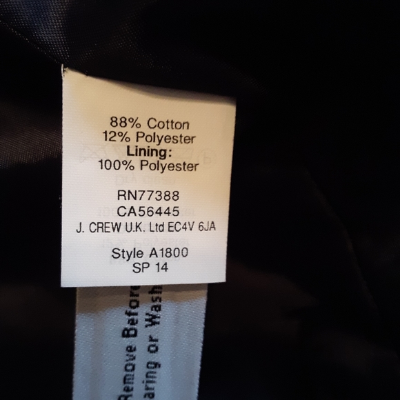 J Crew Navy & White Checked Cotton Cropped Jacket - Picture 9 of 10